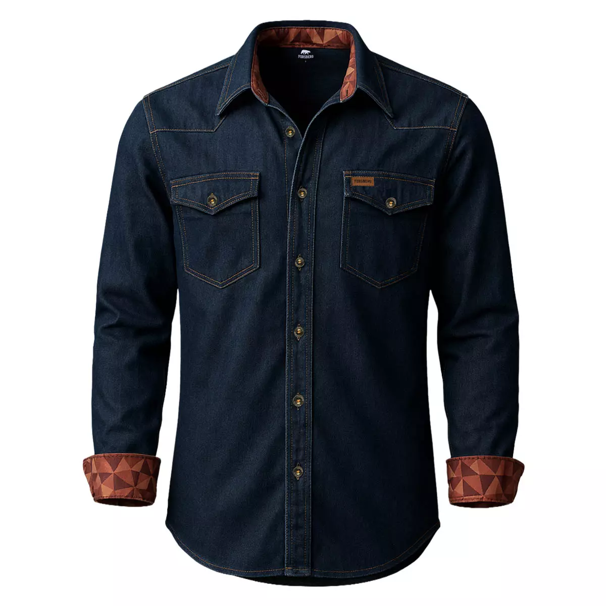 FORSBERG robustes Jeanshemd mit farbigem Ausputz - 1