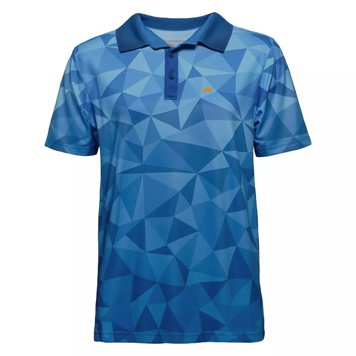 FORSBERG Funktions-Poloshirt blauer Allover-Polygonprint Verlauf - 1